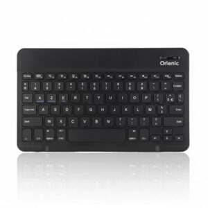 10 Inch Portable Wireless Bluetooth Keyboard AZERTY French Layout, Ultra Slim Rechargeable Scissor-Switch Keyboard with Silent Keys, Waterproof and Dustproof