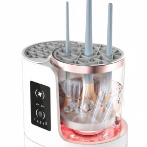 Electric Makeup Brush Cleaner Machine 3-in-1 Automatic Cosmetic Brush & Sponge Washer, Dryer and Storage, Fast Hands-Free Cleaning, Hygienic Beauty Tool for All Brush Sizes