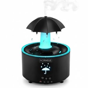 Humidifier for Bedroom with 7-Color LED, 300ML Rotating Umbrella Diffuser with Rain Drop Effect, Quiet Aroma Air Diffuser with Remote Timer Auto Shut-Off, Cool Mist Humidifier Gift