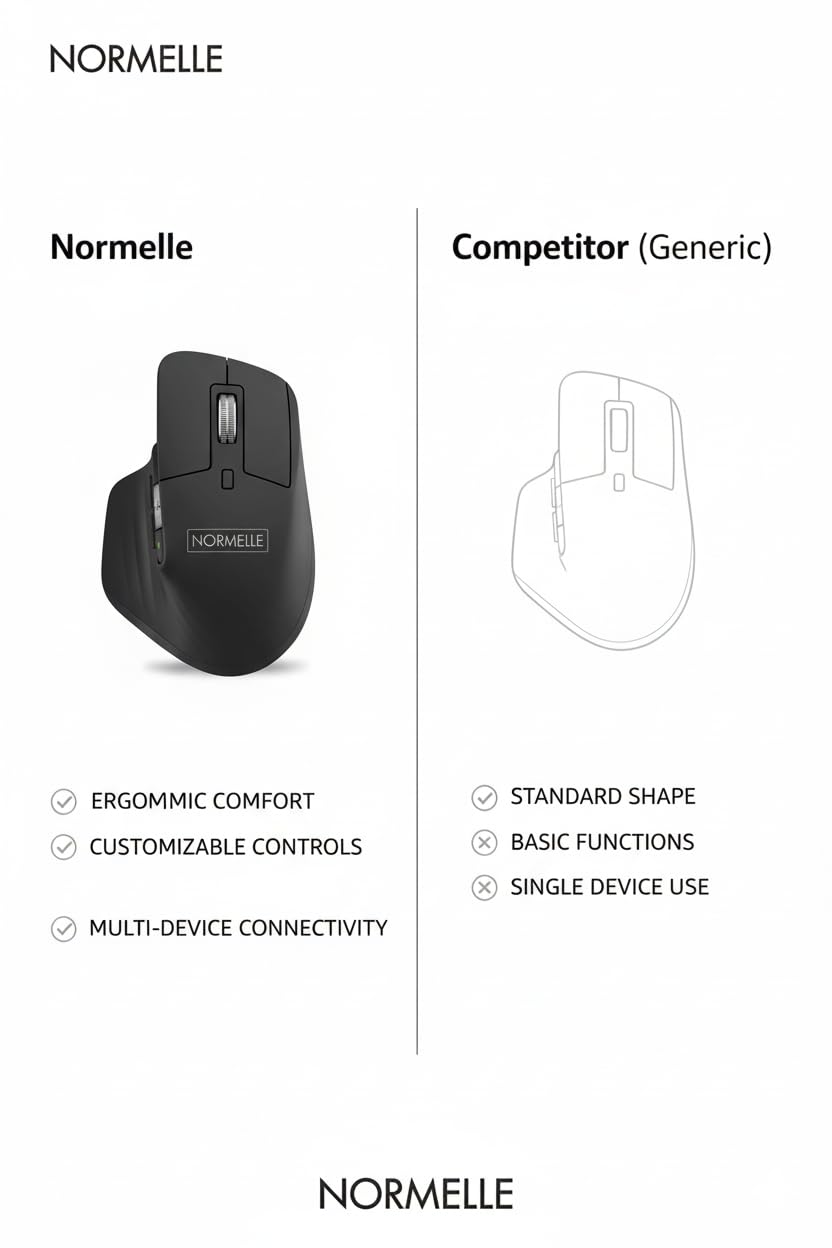 Wireless Business Laser Mouse Graphite, Bluetooth & USB-C Rechargeable, 4000 DPI Darkfield Sensor, Multi-Device Easy-Switch, Ultrfast Magnetic Scroll Wheel, Ergonomic Design - Image 6