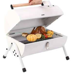 Removable Grill Plate & Net/Portable Charcoal Rack for Beach, Picnic, Garden & Patio, Drawer Type Design for Easy Use, Folding Cold-Rolled Barbecue Grill for Outdoor Cooking