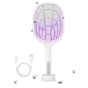 Electric Fly Swatter with UV Light – 4800V Mosquito Killer Racket – Fast USB Charging Bug Zapper – Dual-Mode Handheld & Stand Design – Safe for Home, Office, Bedroom & Outdoor Use