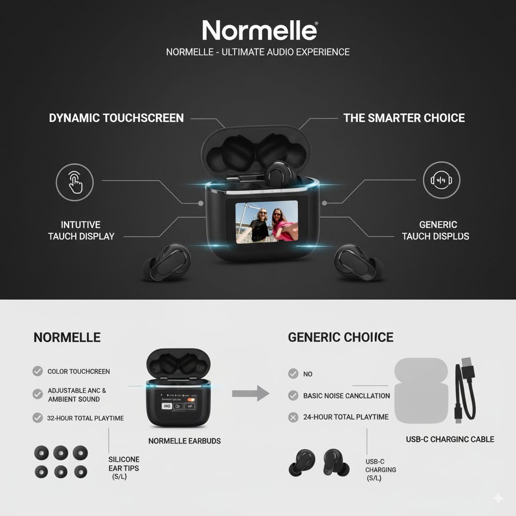 Wireless Noise Cancelling Earbuds with Smart Charging Case, True Adaptive ANC, Deep Bass, Bluetooth 5.3 Headphones, Immersive Spatial Audio, Touch Control, Long Battery Life - Image 7