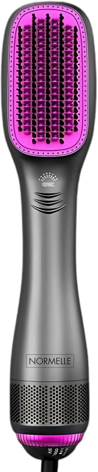 3-in-1 Hair Dryer Brush & Straightener, 1200W Ceramic Tourmaline Ionic Hot Air Brush with 3 Heat/2 Speed Settings, One-Step Hair Dryer and Styler for All Hair Types, Purple