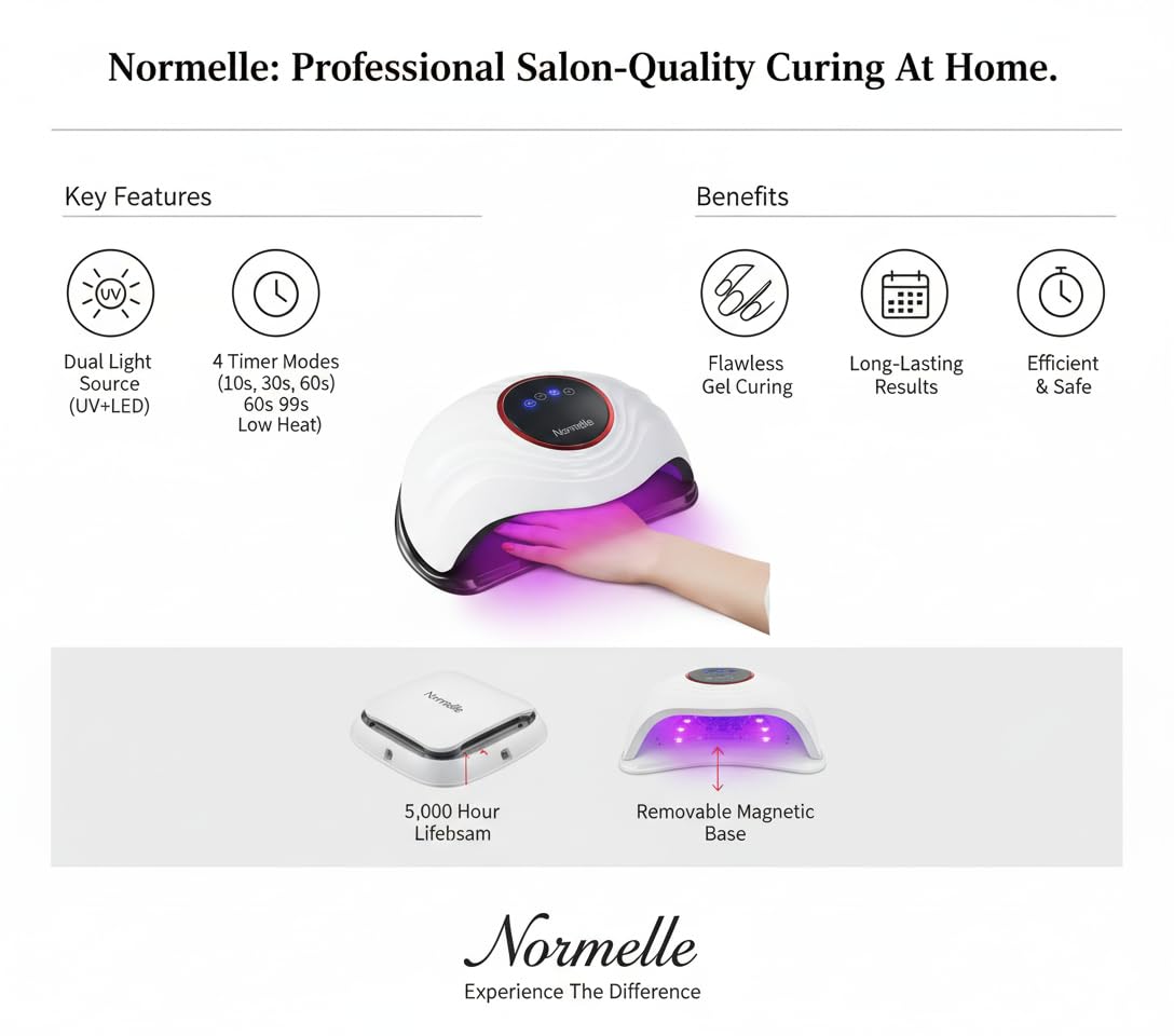 288W LED UV Nail Lamp for Gel Polish – Professional Nail Dryer with 72 LEDs, 4 Timer Settings, Smart Sensor, Dual Light Source – Fast Curing UV Lamp for Gel Nails - Image 7