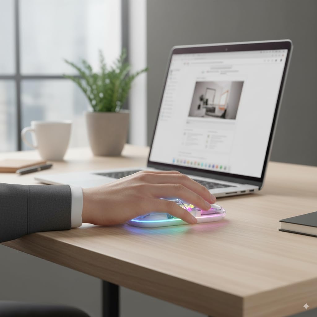 Wireless Gaming Mouse with RGB Lighting, 2.4G USB and Bluetooth Connectivity, Silent Clicks, Adjustable DPI, Rechargeable Battery, Transparent Shell, Magnetic Design - Image 3