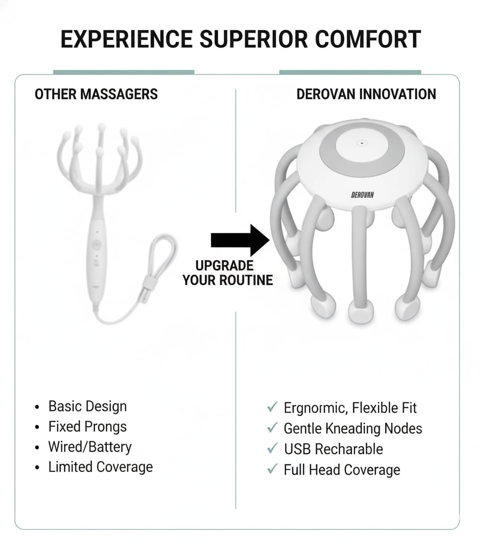 Wireless Electric Scalp Massager – 10 Claw Vibration Heads, 4 Modes, Rechargeable, Fits Most, Stress Relief & Better Sleep - Image 6