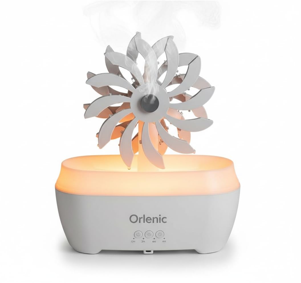 Rain Windmill Aromatherapy Diffuser with Water Drip Humidifier, Essential Oil Diffuser with 7 Color LED Night Light, Remote Control, Adjustable Mist, Timer and Auto Shut-Off
