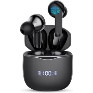 Wireless Earbuds, Bluetooth In-Ear Headphones with Hi-Fi Stereo, Built-in Mics, Touch Control, 48H Playtime, IPX6 Waterproof Earphones for Work, Gaming, Sports