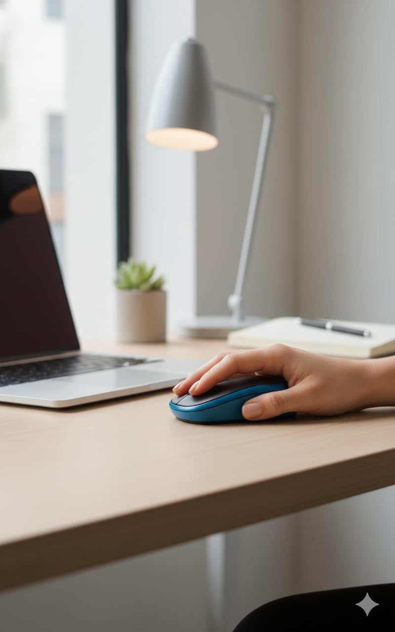 Wireless Mouse with USB Nano Receiver – 2.4GHz Plug and Play Portable Computer Mouse – Compatible with Windows, Mac, Linux, Chromebook – Ergonomic Design – Blue – M186 Model - Image 2