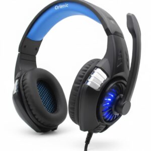 Over Ear Gaming Headset with Surround Sound, Noise Canceling Microphone, LED Light, Comfortable Ear Pads, 40mm Drivers, Wired 3.5mm