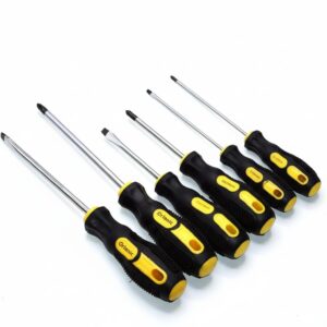 Magnetic Screwdriver Set 6 Pieces with Non-Slip Ergonomic Handles, Chrome Vanadium Steel Blades, Heavy Duty Rust Resistant Magnetic Tips for Precision Repair, Crafting, and Home Use