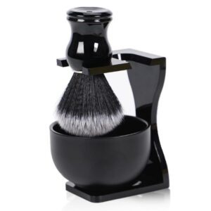 Shaving Kit for Men / 3-in-1 Set with Synthetic Brush, Steel Bowl, Acrylic Stand – Effortless Beard Grooming, Mess-Free Shave, Perfect for Travel or Daily Use – Compact & Durable