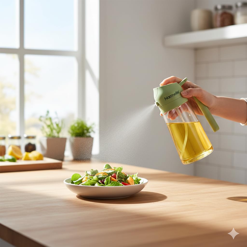 500ml Olive Oil Sprayer Mister, Cooking Oil Spray Bottle for Air Fryer and Baking, Refillable Olive Dispenser with Fine Mist, Multi-Function and Condiment Spray Bottle for Kitchen Use - Image 2