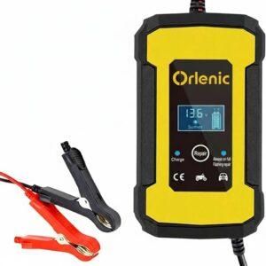 12V 6A Automatic Car Battery Charger with LCD Display, Smart Pulse Repair Charger Maintainer for Car Motorcycle Truck SUV Marine Boat Lawn Mower Lead Acid Batteries