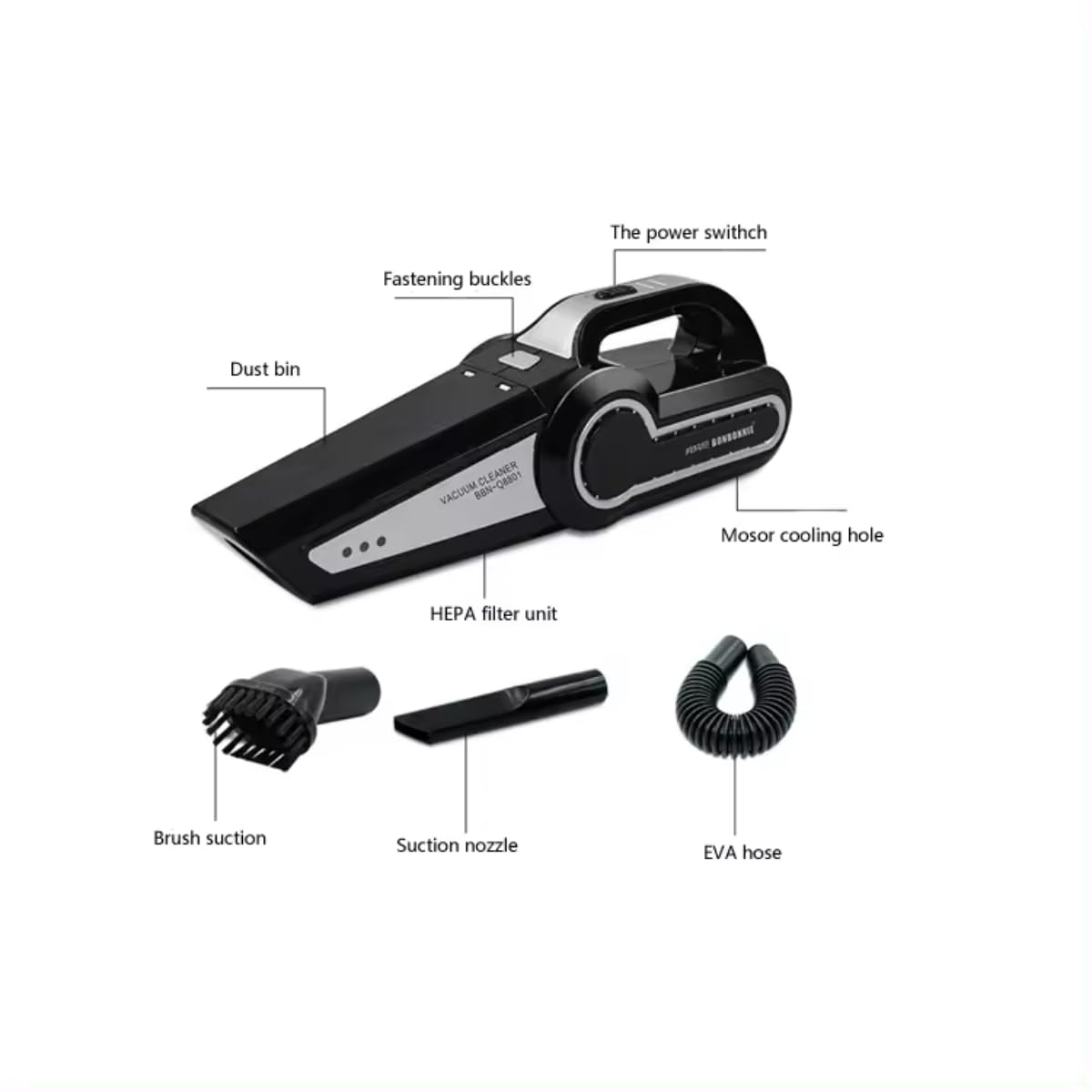 Cordless Handheld Vacuum Cleaner, 1.5Ah Battery, 200° Pivot, LED Light, Car Accessories, Wireless Vacuum for Home, Bed, Carpet & Sofa Cleaning, Wet/Dry Function, Portable & Powerful - Image 5