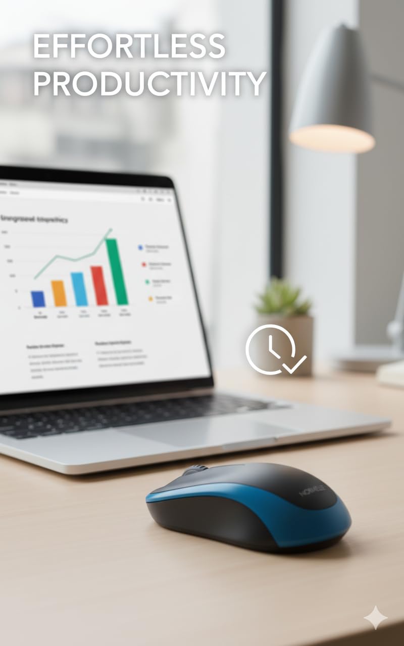 Wireless Mouse with USB Nano Receiver – 2.4GHz Plug and Play Portable Computer Mouse – Compatible with Windows, Mac, Linux, Chromebook – Ergonomic Design – Blue – M186 Model - Image 3