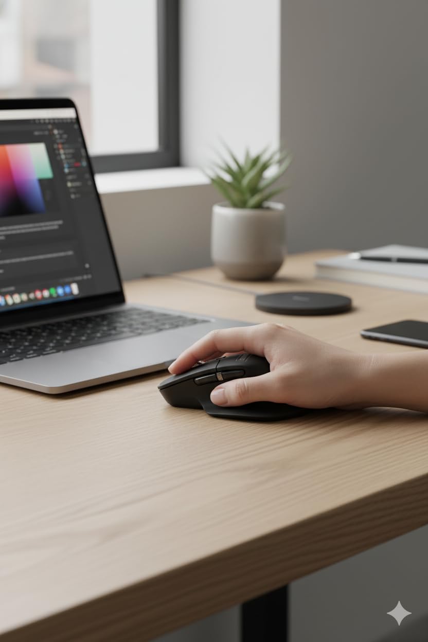 Wireless Business Laser Mouse Graphite, Bluetooth & USB-C Rechargeable, 4000 DPI Darkfield Sensor, Multi-Device Easy-Switch, Ultrfast Magnetic Scroll Wheel, Ergonomic Design - Image 2