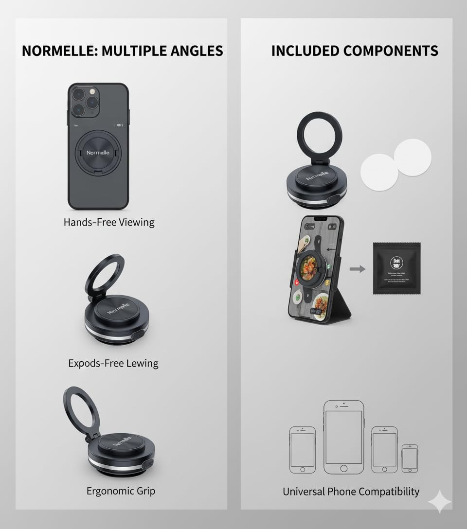 Magnetic Vacuum Suction Car Phone Holder Mount C1, 360° Rotating & 270° Folding, Strong Suction for Smooth Surfaces, Dashboard, Glass, Kitchen, Gym, Shower, Compatible with IOS & Android - Image 6