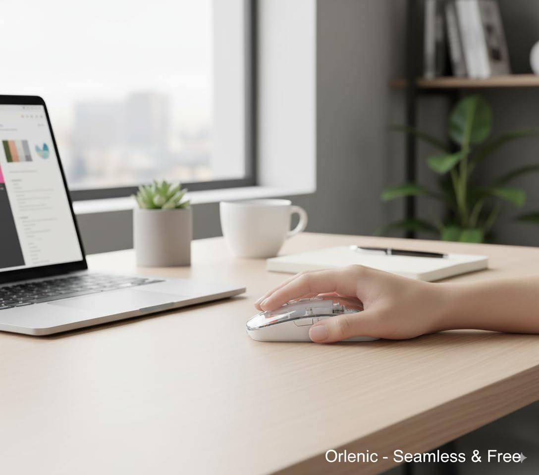 Wireless Mouse with Bluetooth 5.1 and 2.4G Dual Mode, Transparent Shell, Rechargeable Silent Click Design, Adjustable DPI, LED Battery Display, Lightweight Portable Optical Mouse - Image 2