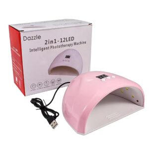 UV LED Nail Lamp – 36W Mini Nail Dryer with 12 LED Beads, LCD Display, Auto Sensor, USB Powered, Quick Curing Light for Gel Polish – Compact & Portable Nail Art Tool for Home or Salon Use