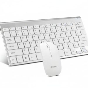 2.4GHz Wireless Keyboard and Mouse Combo Ultra Slim Full Size Quiet Keys with Ergonomic Design and 1600 DPI Mouse, Compact USB Receiver Set Compatible with Desktop Laptop