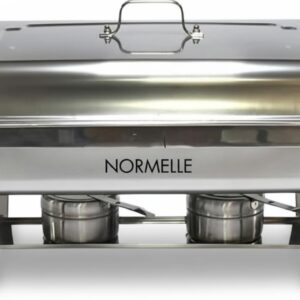 Rectangular Stainless Steel Chafing Dish Buffet Server & Food Warmer with Lid, Alcohol Furnace, Water Tray, Foldable Frame for Catering, Parties, Banquets, Events – 3800g Capacity