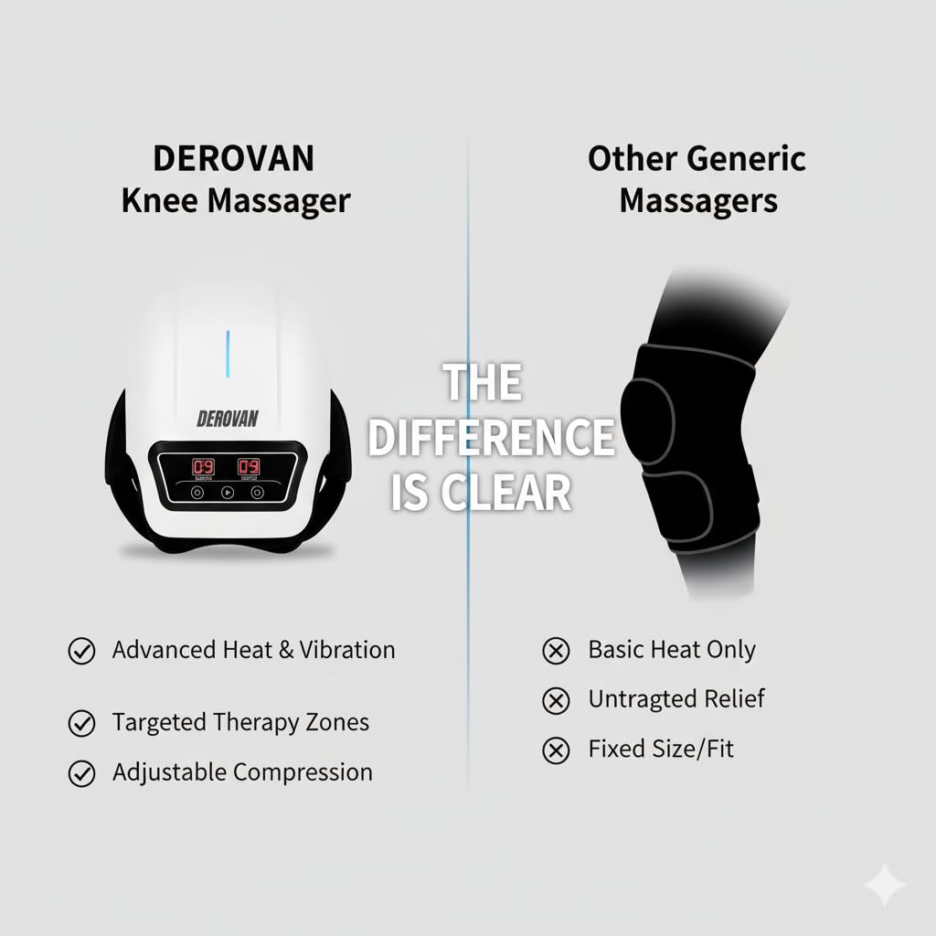 Smart Knee Massager – Triple Therapy: Heat (40–45 °C), 3 Vibration Levels & Hand-Mimic Massage | USB Rechargeable, LED Touch Control, Portable Relief - Image 6