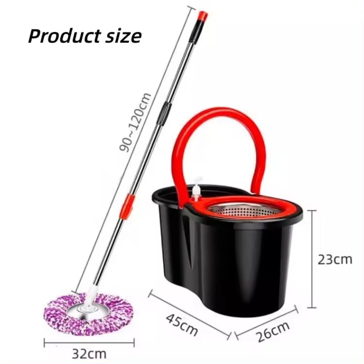 Spin Mop Bucket Set with Easy Spin Mop and Bucket for Home Kitchen Floor Cleaning | Microfiber Spin Mop Kit, Extended Handle, Self-Cleaning | Fast Cleaning Mop Bucket on Wheels laundry basket - Image 4