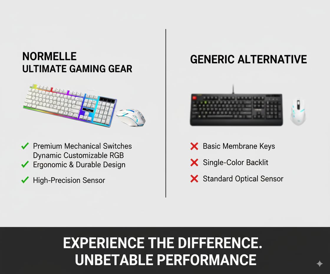 Wired Gaming Keyboard and Mouse Combo with 104 Keys, Mechanical Feel, LED Backlit Keyboard and Ergonomic Mouse, USB Computer Keyboard Set for Windows Desktop Laptop PC – White - Image 4