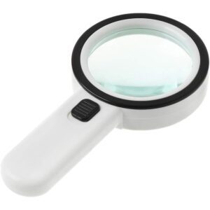 30X Magnifying Glass with Light/Handheld Large Magnifier, 12 LED Illuminated, Lighted Magnifier for Seniors Reading, Jewelry, Coins, Stamps, Macular Degeneration, Inspection, Crafts (White)
