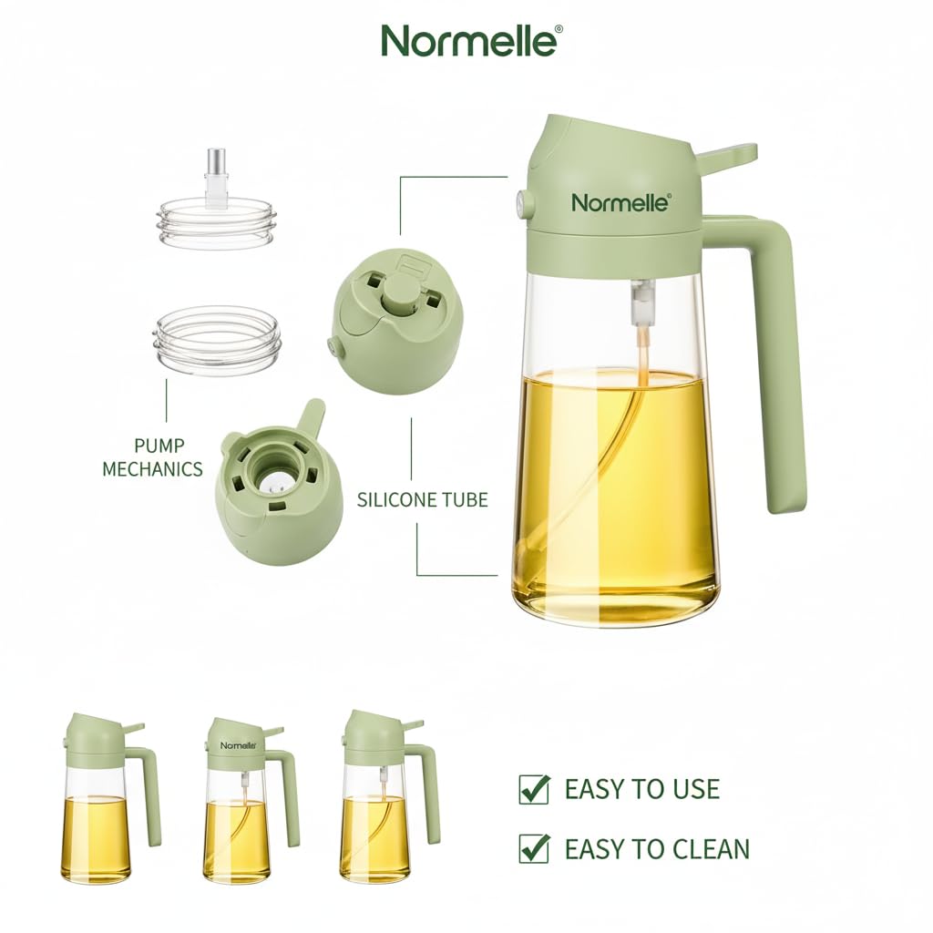 500ml Olive Oil Sprayer Mister, Cooking Oil Spray Bottle for Air Fryer and Baking, Refillable Olive Dispenser with Fine Mist, Multi-Function and Condiment Spray Bottle for Kitchen Use - Image 6