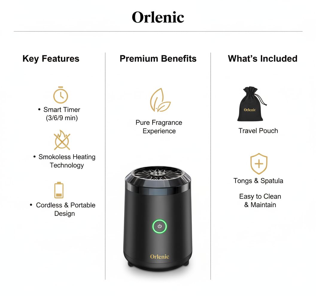 Portable Mini Electric Incense Burner USB Rechargeable Bakhoor Holder with Ceramic Heating Element for Aromatherapy, Safe Flame-Free Design, Compact Metal Aromatic Diffuser for Home and Travel - Image 5