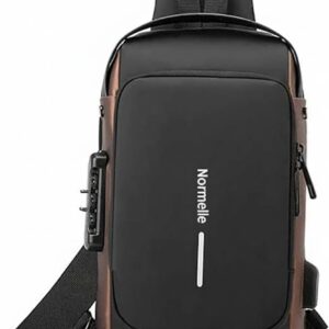 Men’s Sling Shoulder Backpack Anti-Theft Chest Bag Waterproof Crossbody Sling Bag with USB Charging Port Lightweight One Strap Daypack for Travel Hiking Cycling Outdoor