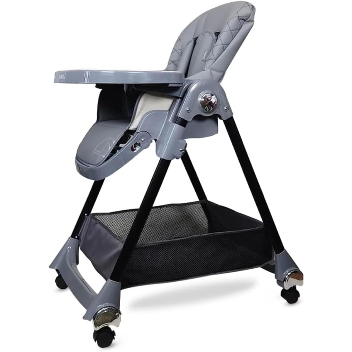 Portable Foldable Baby High Chair with Height Adjustment, Wheels, Safety Belt, Reclining Backrest, Removable Tray & Cushion for Easy Cleaning, Convertible Toddler Dining & Booster Seat - Image 2