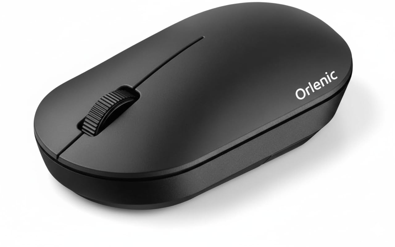 Wireless Mouse Lite 2.4G & Bluetooth Dual Mode, Ergonomic PC Mouse with Silent Click, Optical Sensor, Adjustable DPI, Portable Laptop Mouse for Windows Mac Computer Gaming – Black