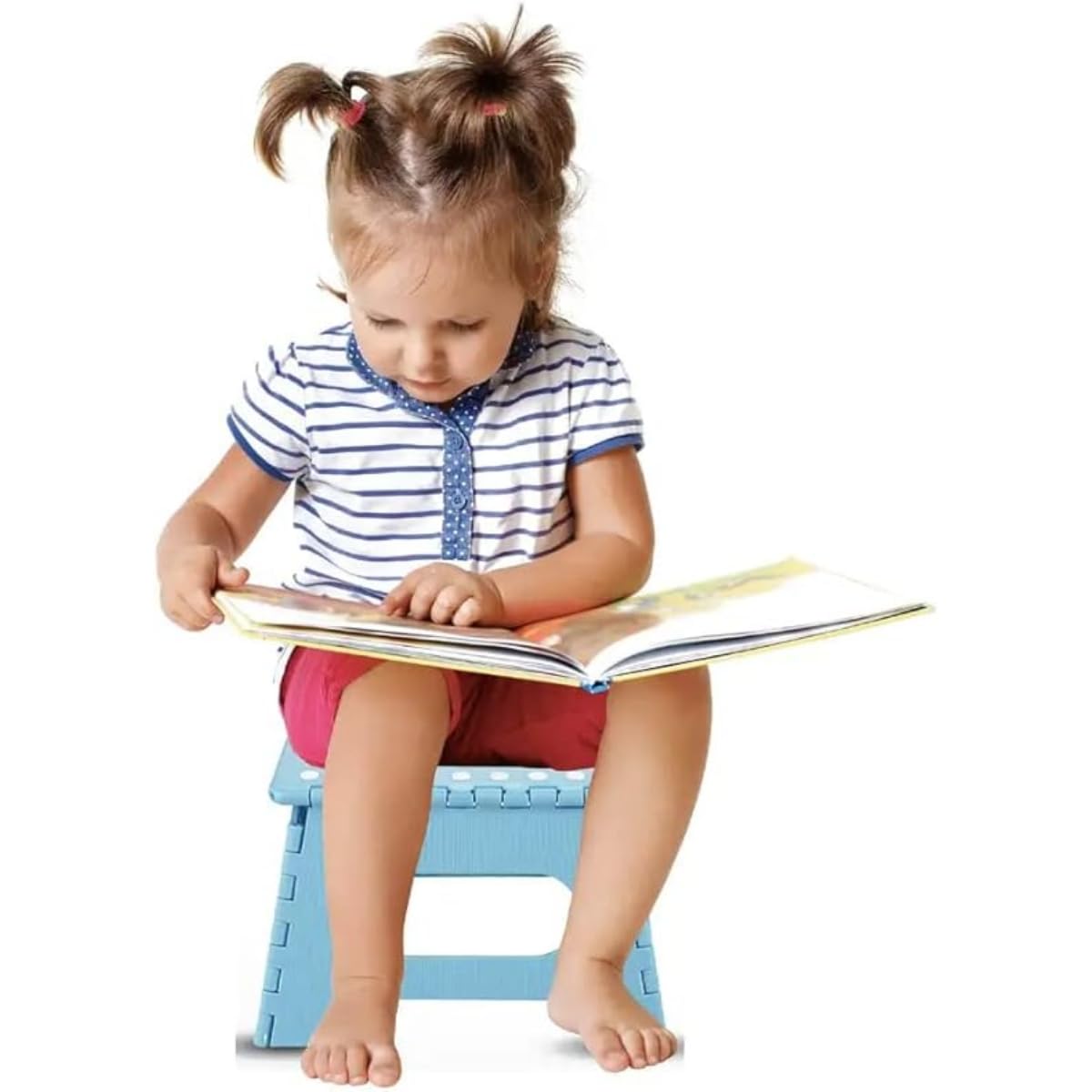 Plastic Folding Step Stool/Small, Heavy Duty, Multipurpose Footstool with Handle for Home, Kitchen, Office – Easy Storage Foldable Stool - Image 2