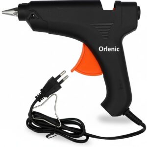 Hot Melt Glue Gun, Black – Corded Electric Glue Gun with Precision Nozzle and Built-in Stand – Ideal for DIY Crafts, Repairs, Home, Office, School, Woodworking, Fabric, Paper, Plastic