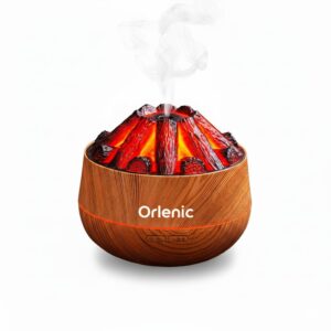 Flame Diffuser Humidifier with LED Firelight Effect, 300ml USB Powered Quiet Aromatherapy Essential Oil Diffuser, Adjustable Mist Modes, Air Humidifier for Bedroom, Office, Large Room Decor