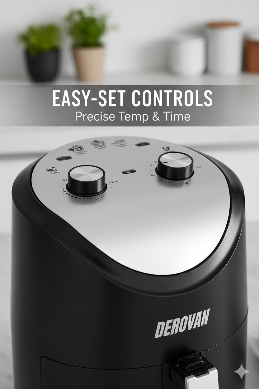 3.5 L Oil‑Free Air Fryer – 1200 W Touch & Dial Control, Grill Plate Included, Compact Countertop Design for Healthy Cooking - Image 3