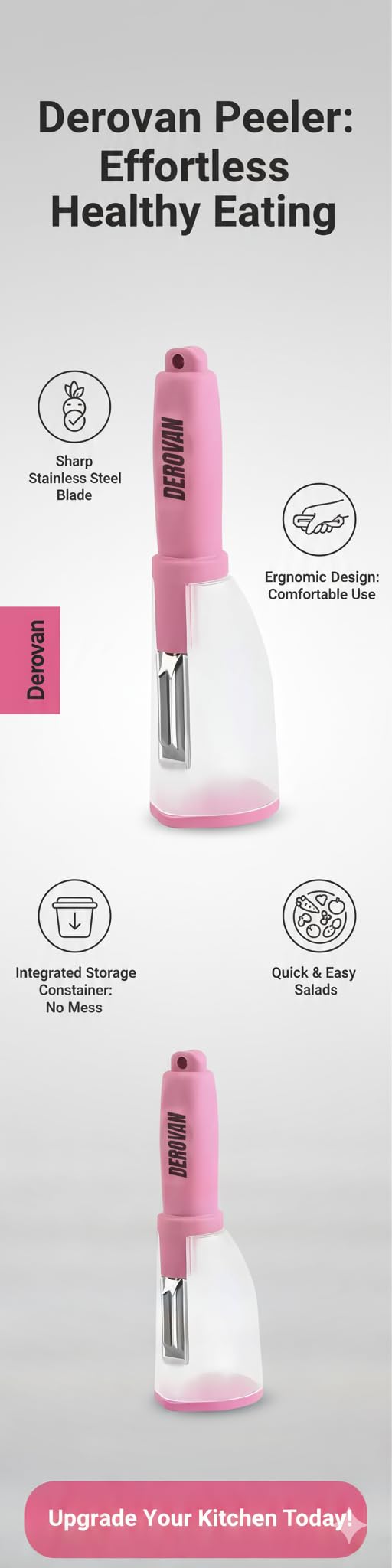 Stainless Steel Vegetable & Fruit Parer with Peel‑Catcher Storage Container – Razor‑Sharp Rust‑Resistant Blade, Ergonomic Non‑Slip Handle, Easy‑Clean Compact Kitchen Tool - Image 6