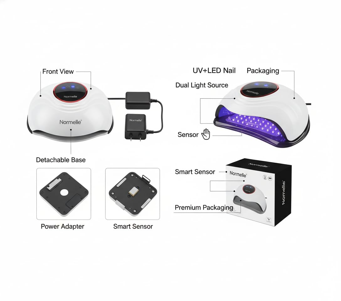 288W LED UV Nail Lamp for Gel Polish – Professional Nail Dryer with 72 LEDs, 4 Timer Settings, Smart Sensor, Dual Light Source – Fast Curing UV Lamp for Gel Nails - Image 5