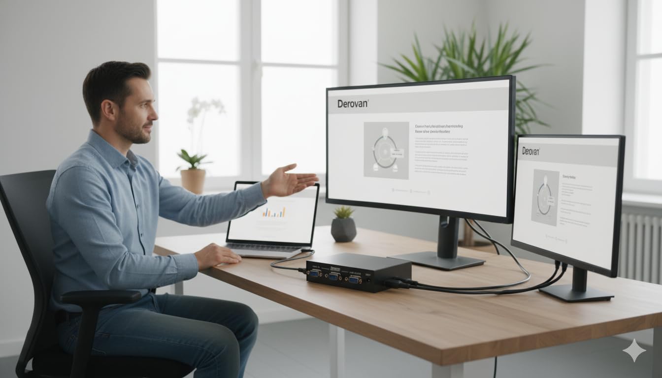 1‑to‑2 VGA Splitter | 1920×1440 Resolution @60 Hz, 200 MHz Bandwidth, Up to 30 m Transmission, Gold‑Plated Connectors, Plug‑and‑Play VGA Duplicator - Image 2