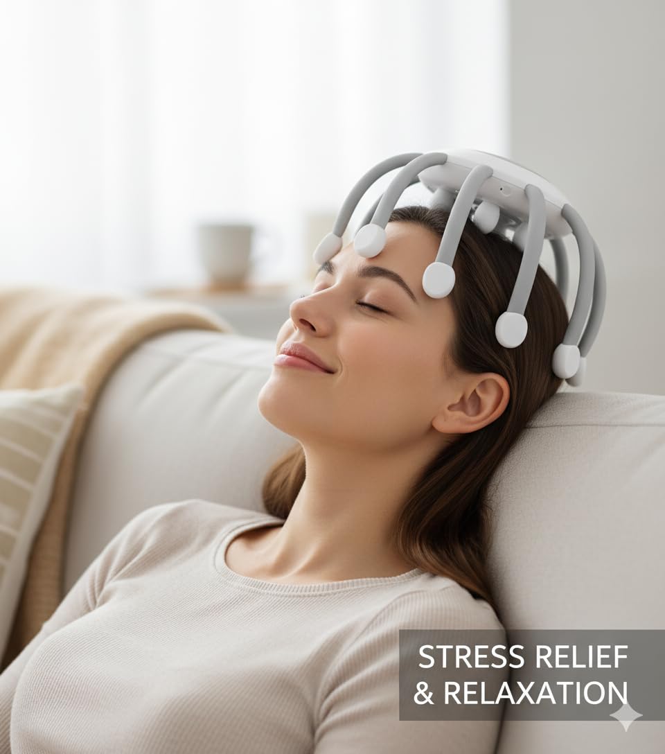 Wireless Electric Scalp Massager – 10 Claw Vibration Heads, 4 Modes, Rechargeable, Fits Most, Stress Relief & Better Sleep - Image 4