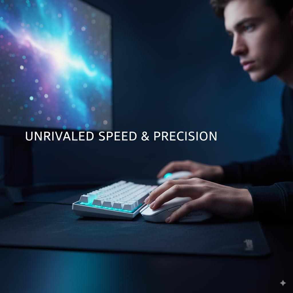 Wired Gaming Keyboard and Mouse Combo with 104 Keys, Mechanical Feel, LED Backlit Keyboard and Ergonomic Mouse, USB Computer Keyboard Set for Windows Desktop Laptop PC – White - Image 6