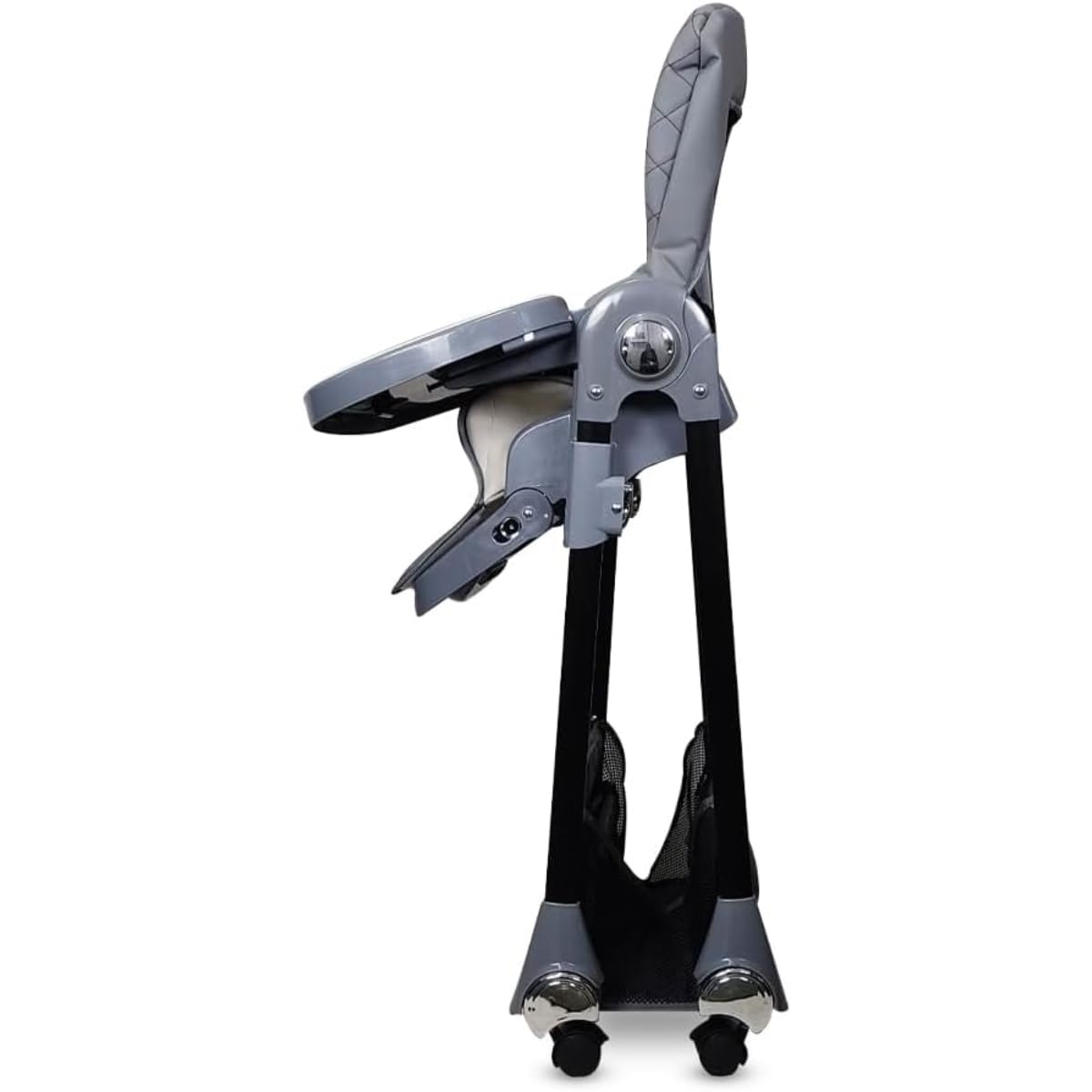 Portable Foldable Baby High Chair with Height Adjustment, Wheels, Safety Belt, Reclining Backrest, Removable Tray & Cushion for Easy Cleaning, Convertible Toddler Dining & Booster Seat - Image 5