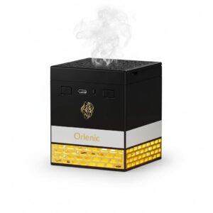 Kaaba Quran Speaker with Bakhoor Burner, Bluetooth APP Controlled Azan Speaker with Remote, Dimmable Color Changing Night Light, 114 Surahs, 16 Reciters, Multi-Language Translation, Gold