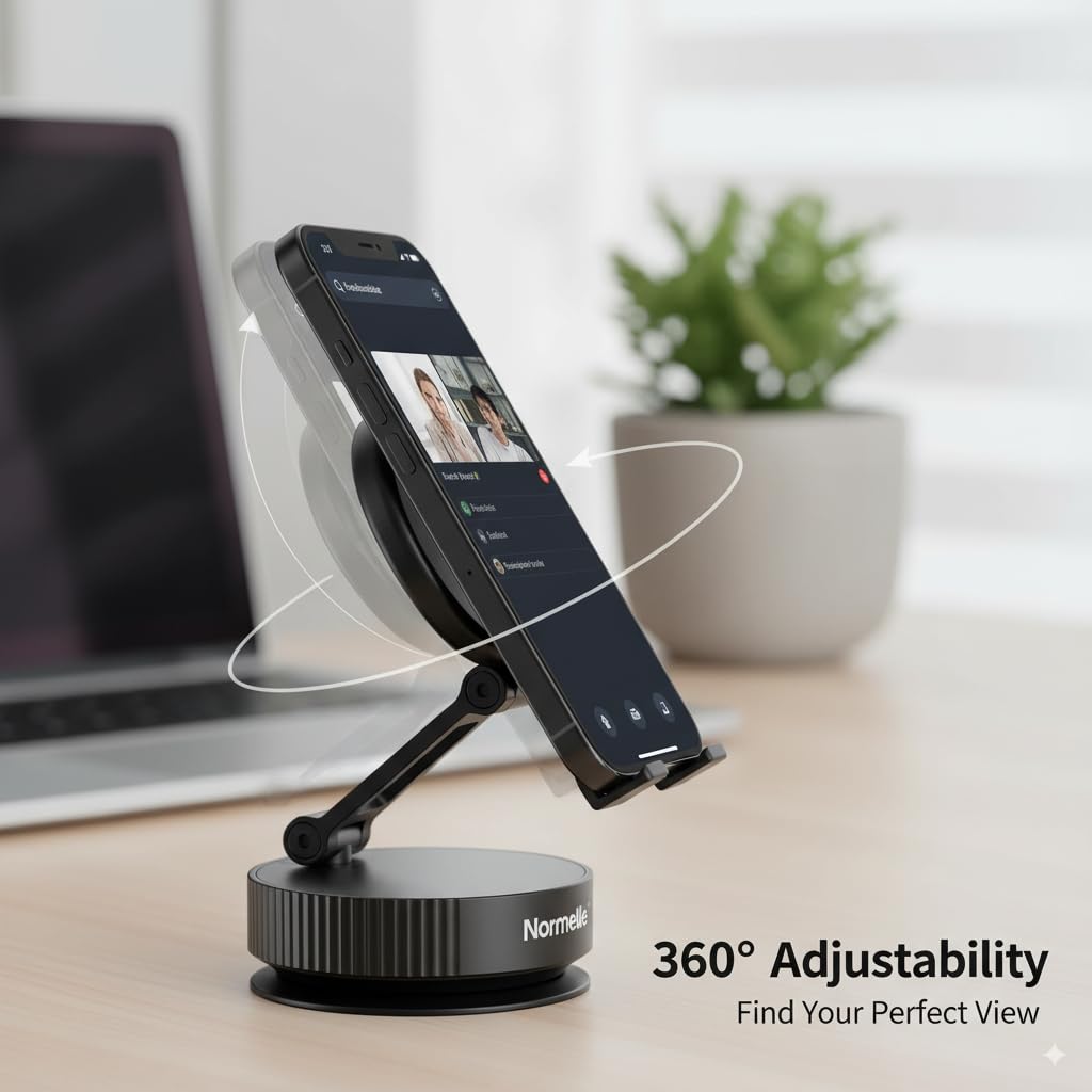 Universal Magnetic Phone Holder Stand for Car, 360° Rotatable Zinc Alloy Suction Cup Mount, Compatible with All Smartphones, Smooth Surface or Adhesive Pad for Home, Gym, Office, Travel - Image 7