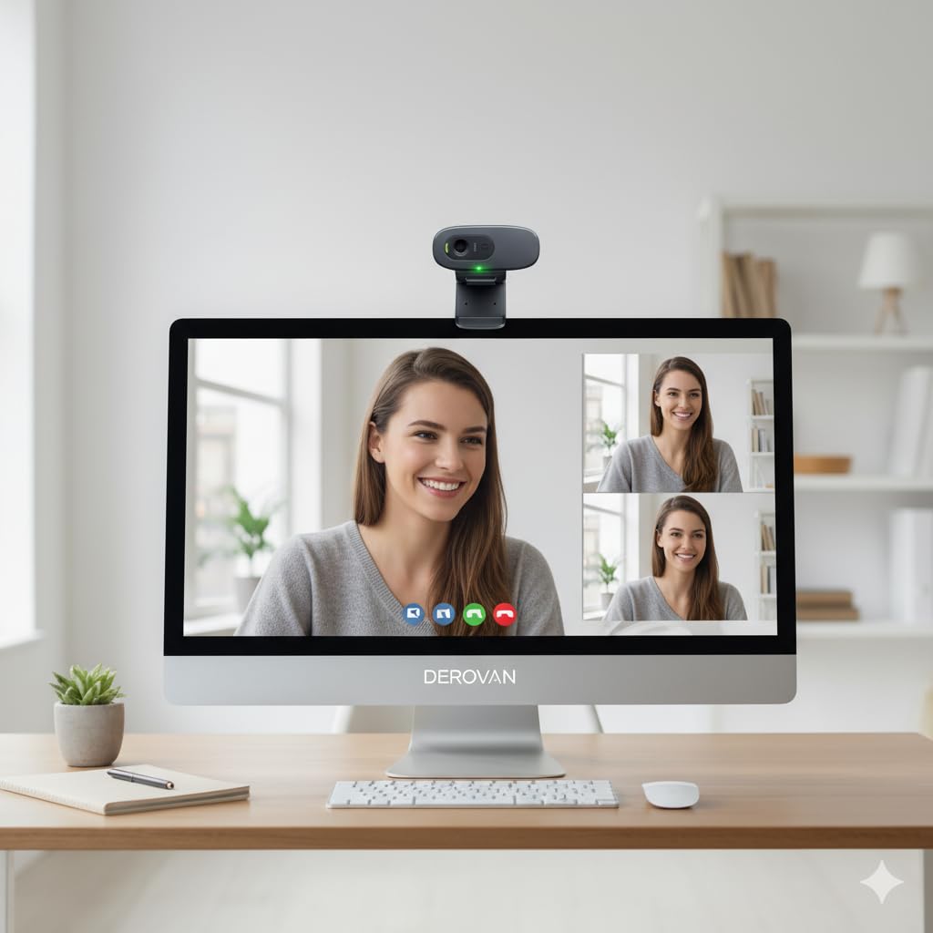 D270 HD Webcam (720p) – USB‑A Plug‑and‑Play with Noise‑Reducing Microphone & Auto-Light Correction - Image 2