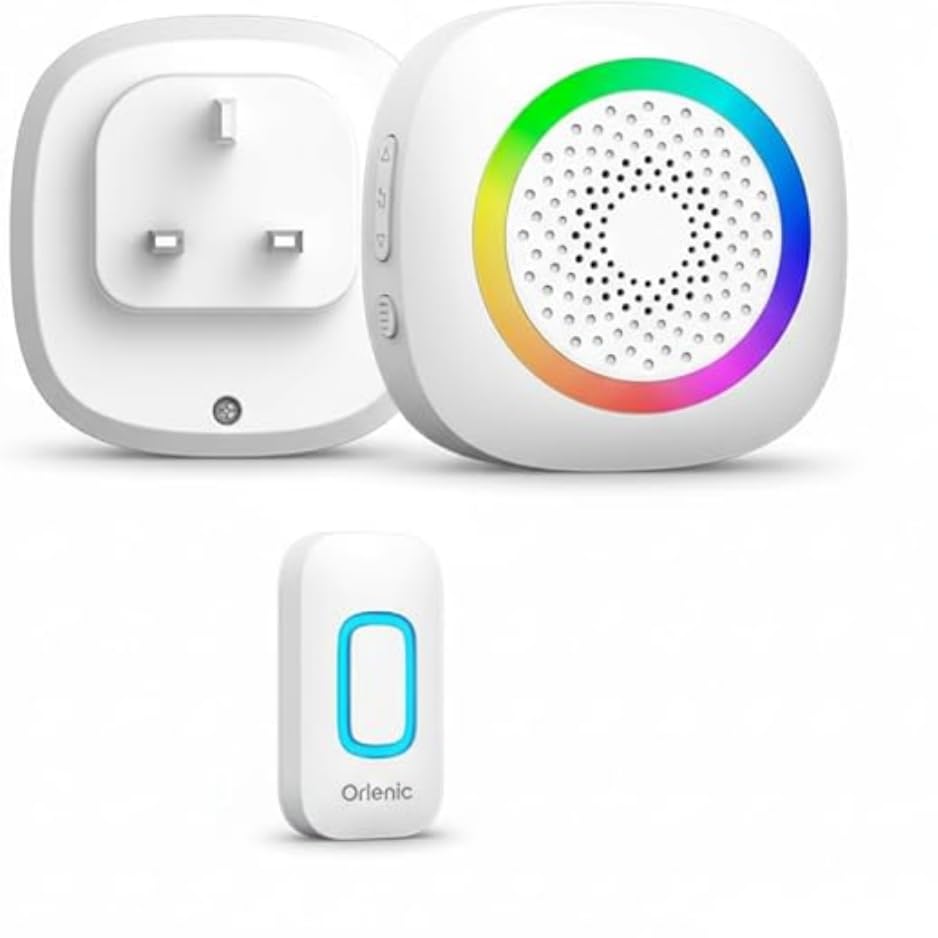 Wireless Calling Bell with Remote and AC 220V Plug-in Receiver, Waterproof Button, 400M Long Range, Portable Doorbell with 60 Chimes, 5 Adjustable Volume Levels